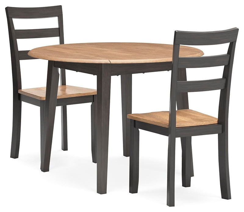 Ashley Furniture Gesthaven dining room set with a wooden table and matching chairs in a modern design.