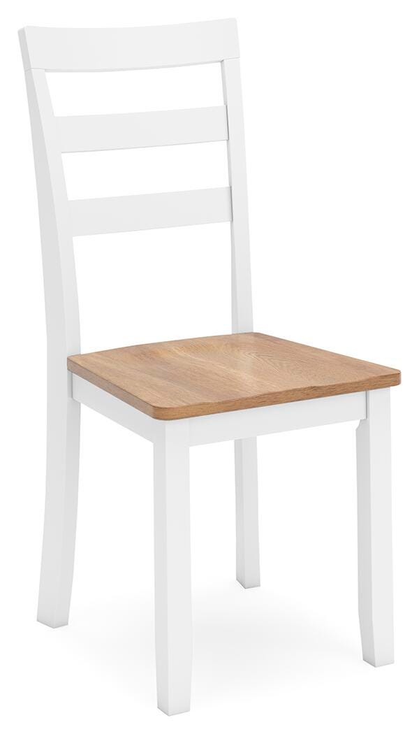 Ashley Furniture Gesthaven dining room set with a wooden table and matching chairs, shown from an angled side view.