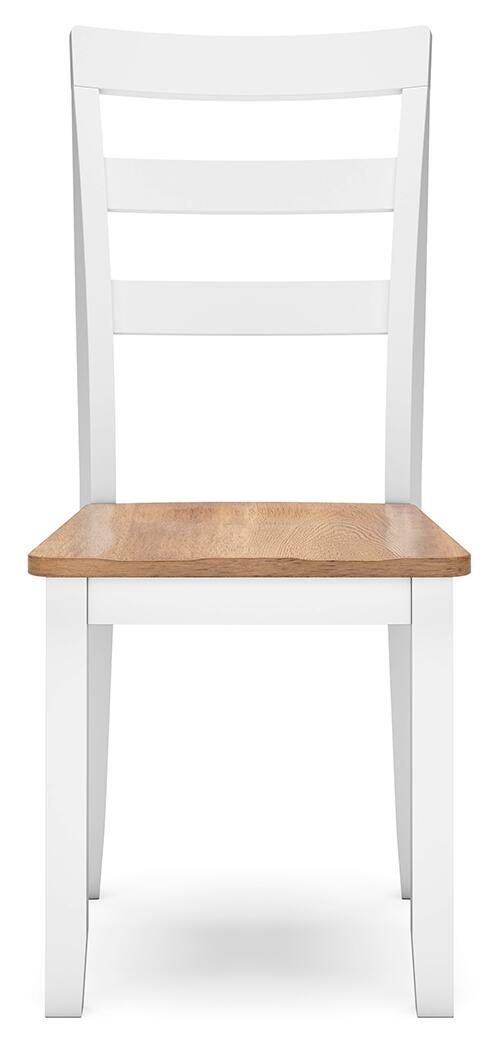Ashley Furniture Gesthaven dining room set with a wooden table and matching chairs, shown from a head-on angle.