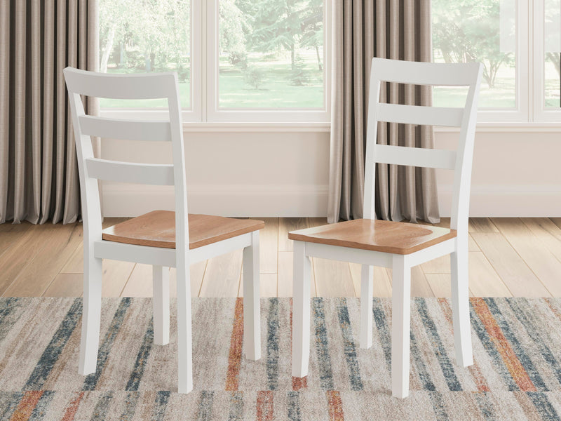 Ashley Furniture Gesthaven dining room set with a wooden table and six upholstered chairs, stylish for a modern dining space.