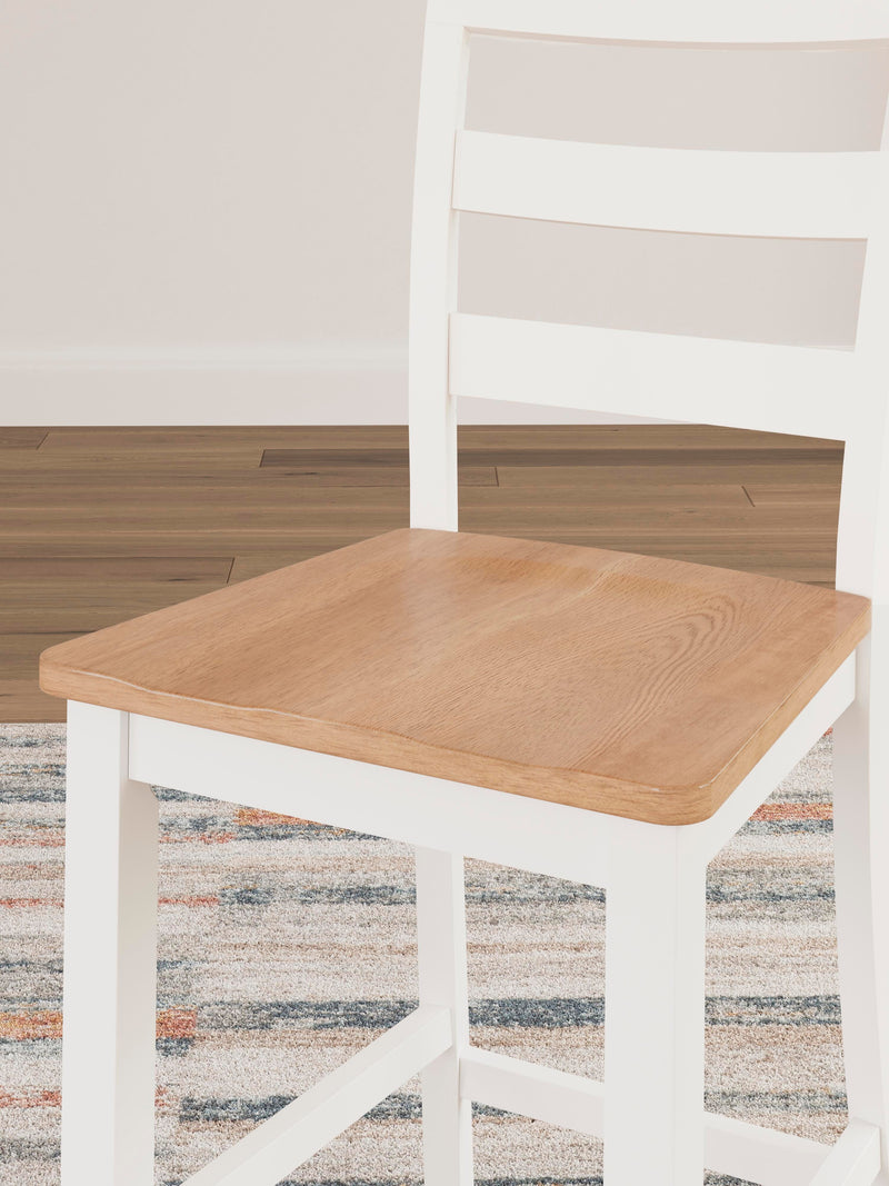 Detailed view of the Ashley Furniture Gesthaven Dining Set, featuring a wooden table and matching chairs in a classic dining room style.