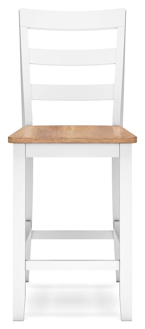 Ashley Furniture Gesthaven dining room set with a wooden table and matching chairs, shown from a head-on perspective.