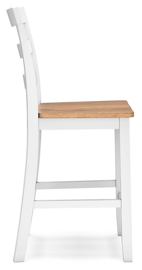 Ashley Furniture Gesthaven dining room set with a wooden table and matching chairs, shown in a stylish home dining space.