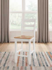 Ashley Furniture Gesthaven dining room set with a wooden table and six upholstered chairs in a modern design.