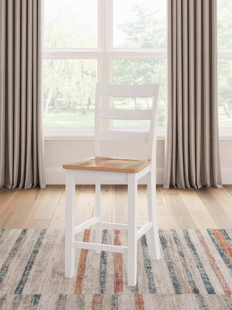 Ashley Furniture Gesthaven dining room set with a wooden table and six upholstered chairs in a modern design.
