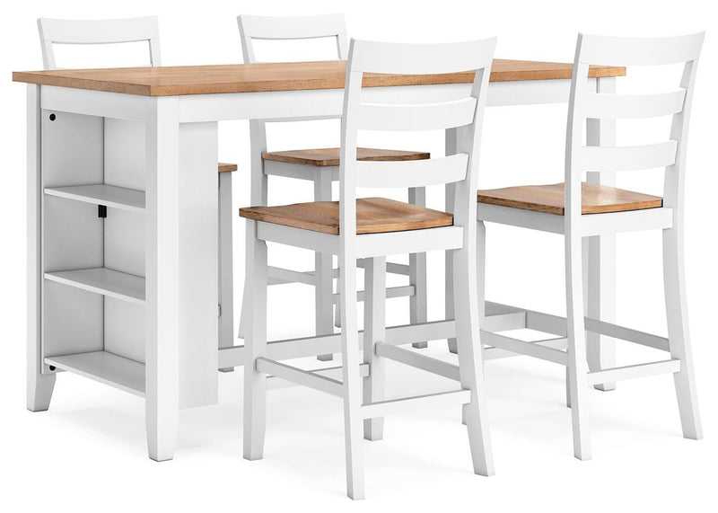 Ashley Furniture Gesthaven dining room set with a wooden table and matching chairs, shown from an angled perspective.