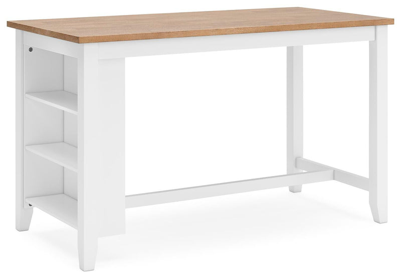 Ashley Furniture Gesthaven dining room set with a wooden table and matching chairs, shown from an angled side view.