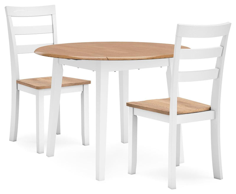 Ashley Furniture Gesthaven dining room set with a wooden table and six upholstered chairs in a modern design.