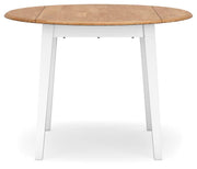 Ashley Furniture Gesthaven dining room set with a wooden table and matching chairs, shown from a head-on angle.