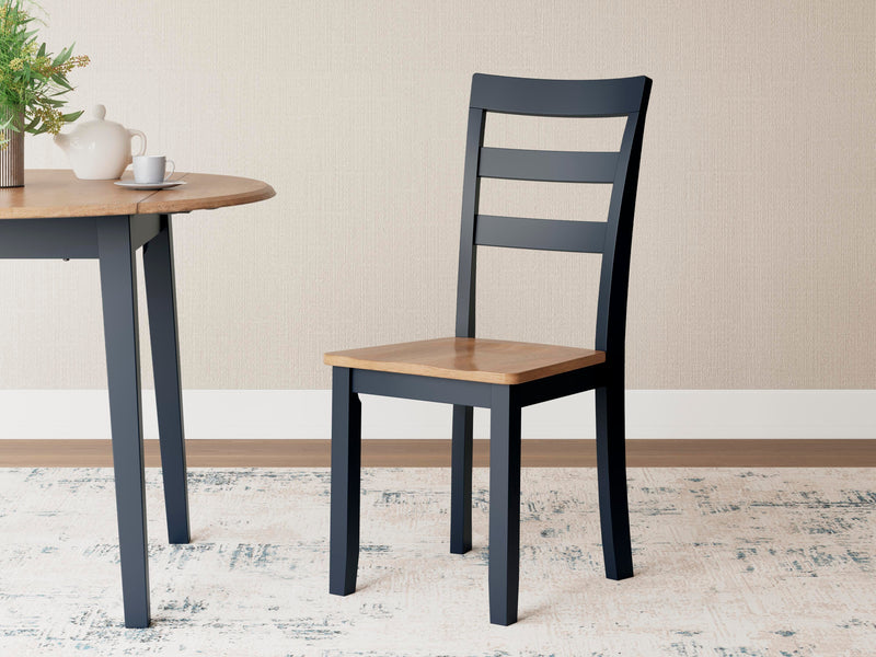 Ashley Furniture Gesthaven dining room set with a wooden table and matching chairs, ideal for elegant dining spaces.