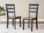 Ashley Furniture Gesthaven dining room set with a wooden table and matching chairs, showcasing elegant tableware and cozy dining atmosphere.