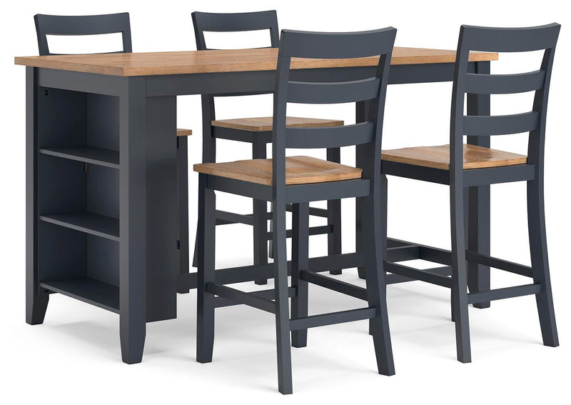 Ashley Furniture Gesthaven Dining Set with wooden table and six upholstered chairs, stylish dining room furniture.