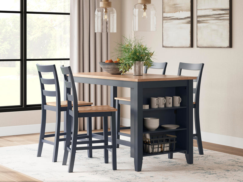 Ashley Furniture Gesthaven dining room set featuring a wooden table and matching chairs in a classic style.