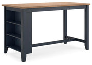 Ashley Furniture Gesthaven dining room set with a table and six upholstered chairs, shown from an angled side view.