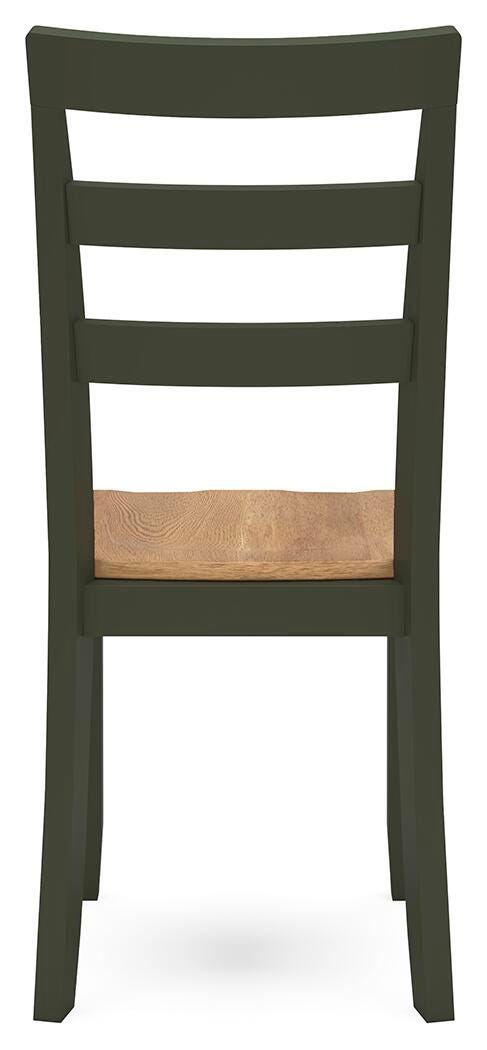 Ashley Furniture Gesthaven dining room set with a table and matching chairs, shown from the back angle.