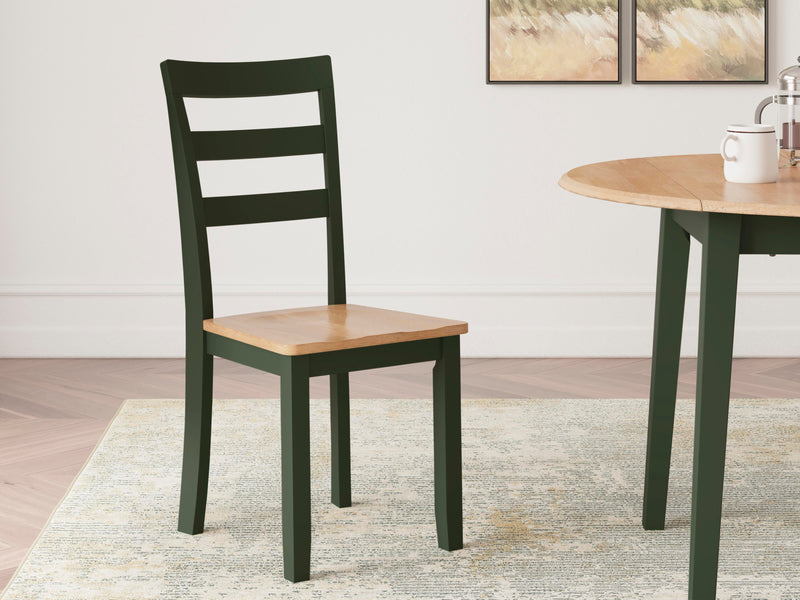 Ashley Furniture Gesthaven dining room set featuring a wooden table and matching chairs in a classic design.