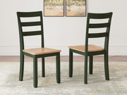 Ashley Furniture Gesthaven dining room set with a wooden table and six upholstered chairs in a modern kitchen setting.