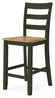 Ashley Furniture Gesthaven dining room set with a wooden table and matching chairs, shown from an angled view.