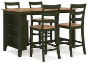 Ashley Furniture Gesthaven dining room set with a wooden table and matching chairs, shown from an angled side view.