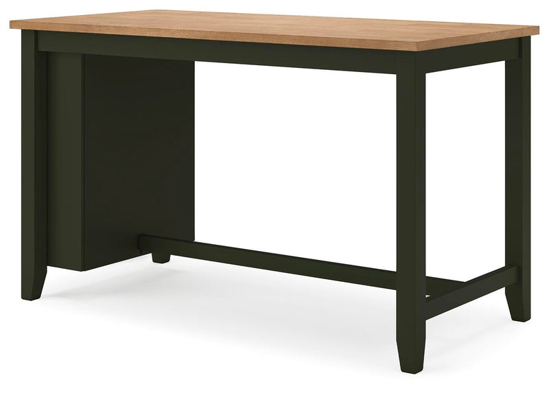 Ashley Furniture Gesthaven dining room set with a wooden table and matching chairs, shown from an angled view.
