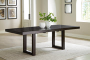 Ashley Furniture Neymorton dining room set with a wooden table and six matching chairs, featuring a classic design.