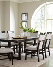 Ashley Furniture Neymorton dining room set with wooden table and upholstered chairs, perfect for elegant dining spaces.