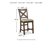 Ashley Furniture Moriville counter height dining set with wooden table and matching chairs, ideal for modern dining rooms.