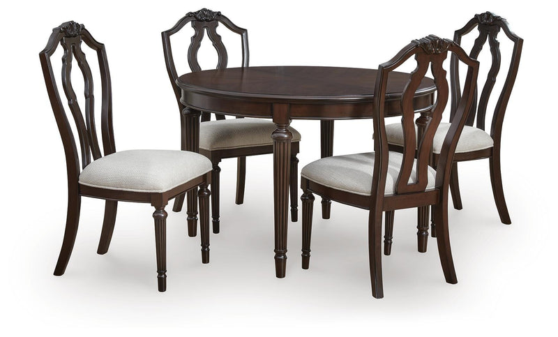 Ashley Furniture Lavinton dining room set with a wooden table and matching chairs in a contemporary dining package.