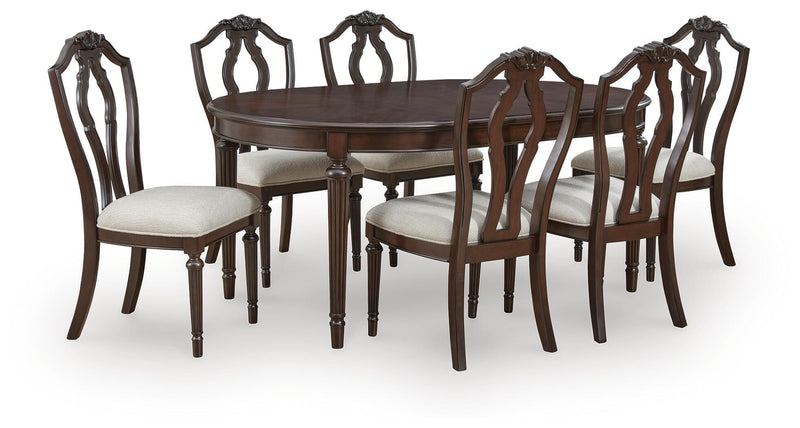 Ashley Furniture Lavinton dining room set with wooden table and matching chairs in a modern design.