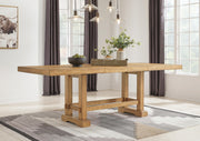 Ashley Furniture Havonplane dining room set with a wooden table and matching chairs, featuring a leaf design on the table.