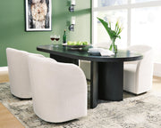 Ashley Furniture Rowanbeck dining room set with a table and chairs, stylish wooden dining package for home.