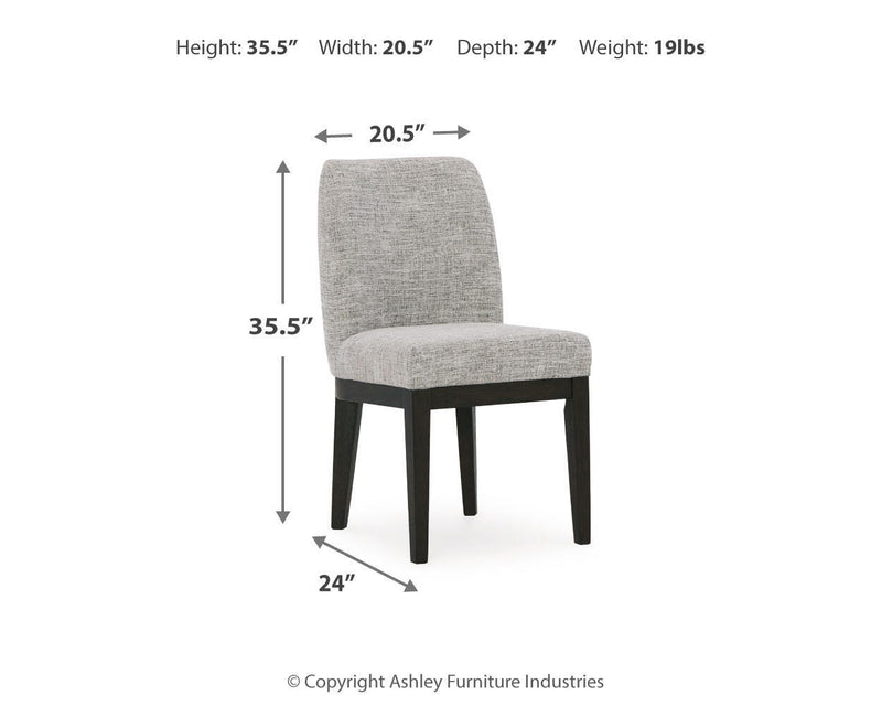 Ashley Furniture Burkhaus dining room set with a wooden table and matching chairs in a modern, elegant design.