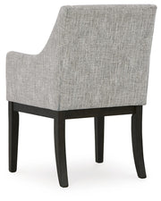 Ashley Furniture Burkhaus dining room set with wooden table and six matching chairs in a modern design.