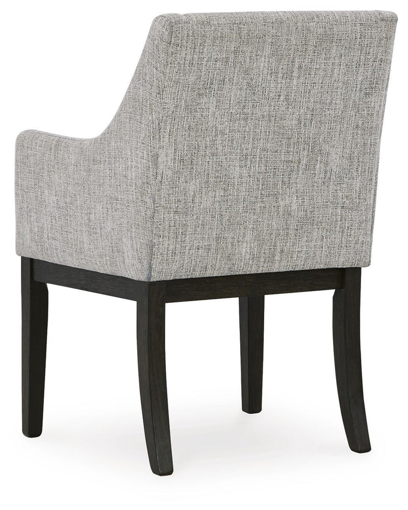 Ashley Furniture Burkhaus dining room set with wooden table and six matching chairs in a modern design.