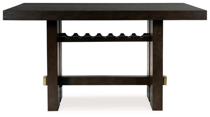 Ashley Furniture Burkhaus dining room set featuring a table with six upholstered chairs, wood finish, and elegant design
