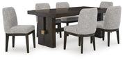 Ashley Furniture Burkhaus dining room set with a wooden table and matching chairs, featuring a classic design and warm finish.