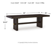 Ashley Furniture Burkhaus dining room set with a wooden table and matching chairs in a modern design