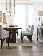Ashley Furniture Burkhaus Dining Room Set with wooden table and chairs, stylish design for modern dining spaces.