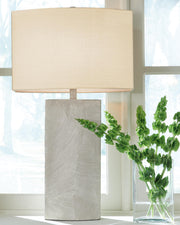 Ashley Furniture Bradard Lamp Set featuring two modern table lamps with fabric shades and sleek bases.