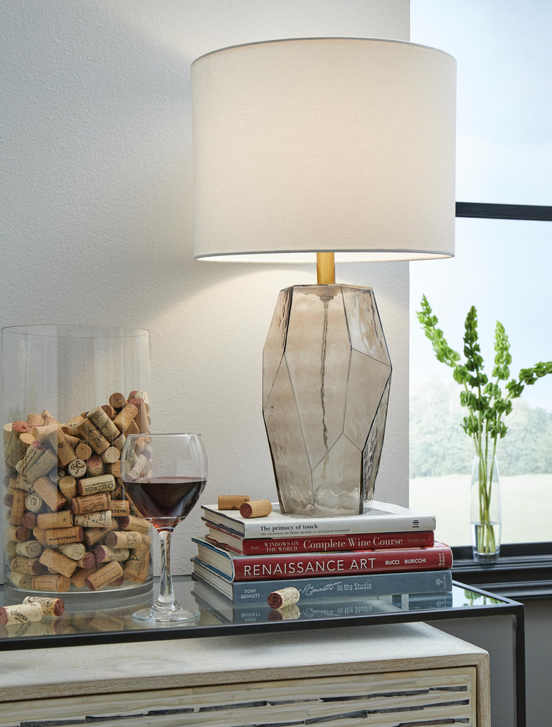 Ashley Furniture Taylor Lamp Set featuring two stylish table lamps with neutral shades and modern bases.