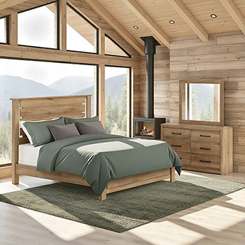 Ashley Furniture Brozmont chest of drawers showing a modern wooden chest with multiple drawers and sleek design.