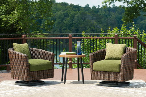 Ashley Furniture Horizon Hall outdoor table set with a rectangular table and four chairs, ideal for patio dining.