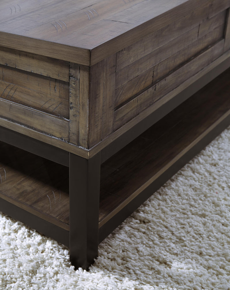 Ashley Furniture Johurst Occasional Table Set with two modern wooden tables featuring sleek design and natural wood finish.