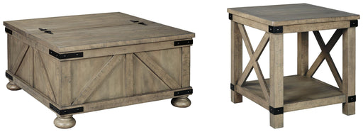 Ashley Furniture Aldwin Table Set featuring a wooden dining table with matching chairs and a modern design.