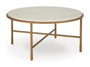 Ashley Furniture Alben coffee table with a modern cocktail design, featuring a sleek wooden top and metal legs.