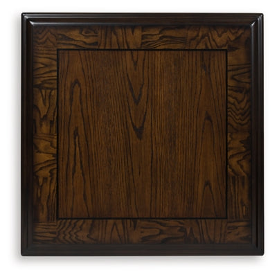 Ashley Furniture Maylee End Table with wood top and sleek black finish, featuring a modern design and sturdy legs.