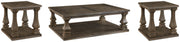 Ashley Furniture Johnelle occasional table set with three stylish wooden tables featuring modern design and warm finish.
