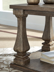Ashley Furniture Johnelle Occasional Table Set with detailed wooden finish and modern design, featuring three matching tables.
