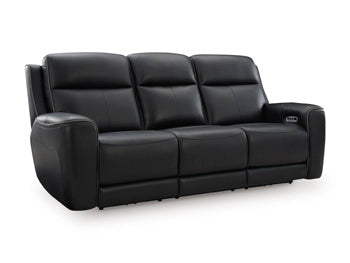 Ashley Furniture 5Z-Comfort Power Reclining Living Room Set with plush cushions and reclining features, shown from an angled view.