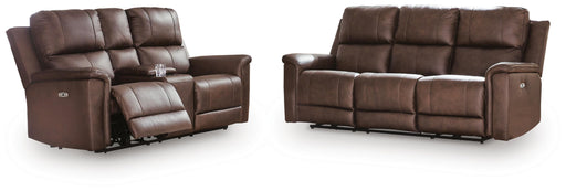 Ashley Furniture Bleckley reclining living room set with sofa and loveseat, featuring plush cushions and dark upholstery.